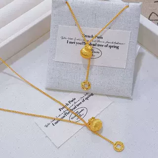 小红书同款拉丝钱袋钱币吊坠项链女小众气质颈链时尚高级感锁骨链
