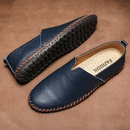 Cross-border large size men's casual shoes slip-on toe-grain cowhide lazy shoes leather shoes 48 yards 49 yards 50 yards