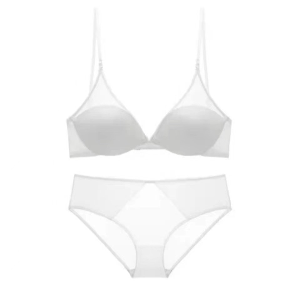 Sujetador francés fino para niña, malla en forma de U, ropa interior transpirable y hermosa para mujer, sin costuras, sin anillo de acero, sujetador fruncido