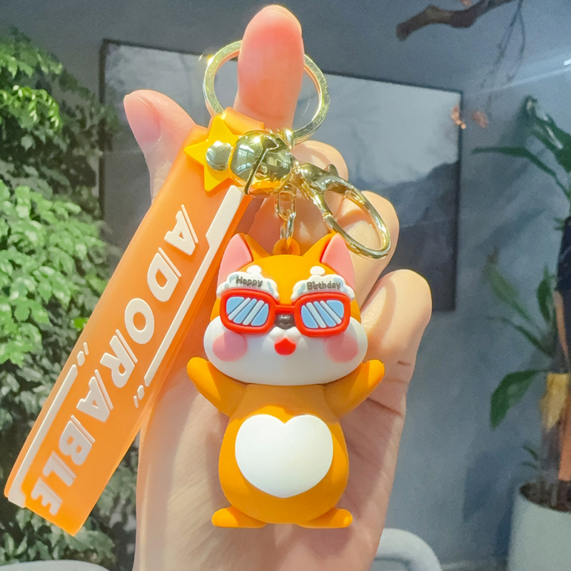 Lindo pequeño partido Shiba Inu llavero dibujos animados PVC muñeca colgante coche llavero pequeño regalo al por mayor