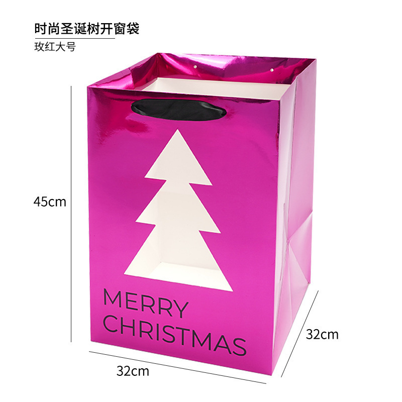 クリスマスクリスマスツリー手提げ紙袋ギフトバッグ窓開きギフトバッグクリスマスイブ透明ギフトバッグ卸売|undefined