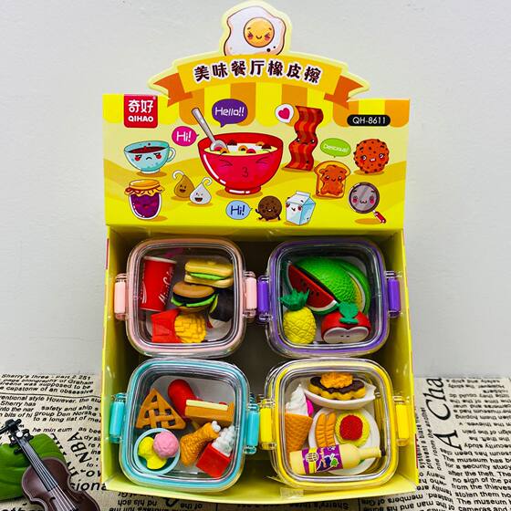 Creative detachable food snack lunch box Eraser Set Play House cartoon eraser Student Prizes
