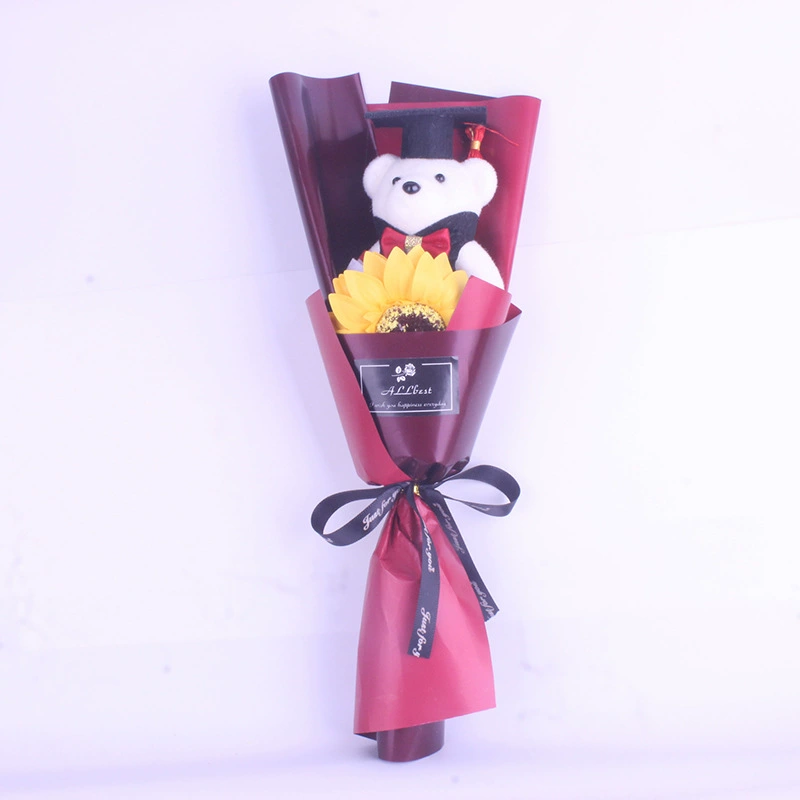 Кукла, букет, подсолнухи, розы, подарок на день рождения