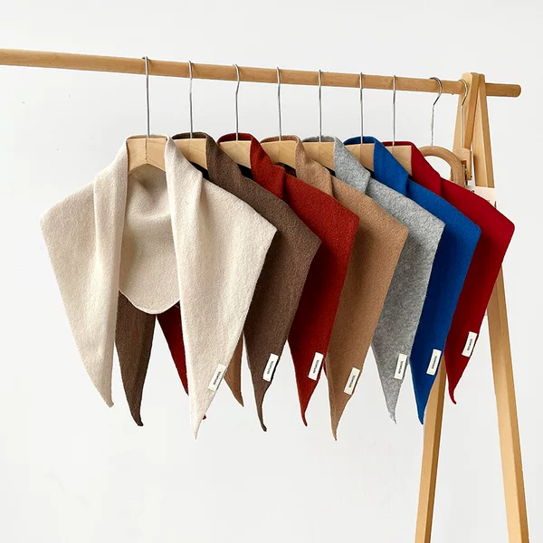 100% Wool Knitted Triangle Scarf Shawl for Women Autumn and Winter Warm Multi-Functional Warm Shawl Korean Style Small Scarf for Women