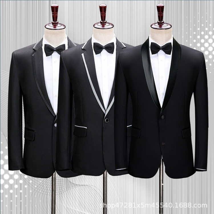Suit Costume suit Black Green Collar Dress Men's Suit Chorus Stage Host Performance Dress