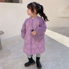女童中长款棉衣棉服2024洋气时髦加厚女宝宝儿童白鸭绒羽绒服外套