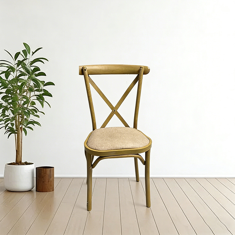 Selección estricta simple silla de césped de madera de boda silla de comedor metálica francesa pastoral rural retro silla de espalda cruzada