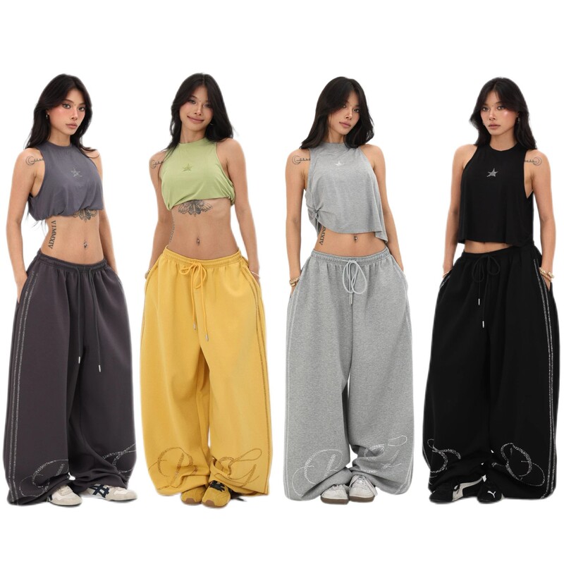 American-Style Hip-Hop Cotton Breathable Rhinestone Jazz Hot Girl Loose Slimming Sports Pants Dance Drapey Casual Long Pants American-Style Hip-Hop Cotton Breathable Rhinestone Jazz Hot Girl Loose Slimming Sports Pants Dance Drapey Casual Long Pants