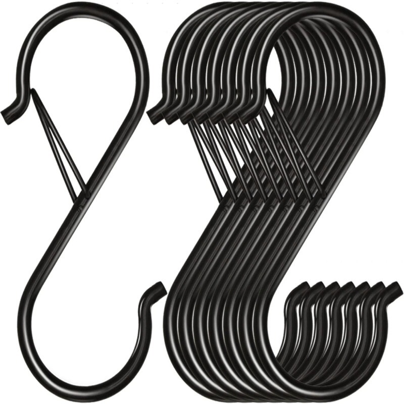 Wholesale Electrophoretic Black Metal Spring S-Hook Multifunctional Outdoor Hanging Flower Basket Kitchen Storage Windproof S-Hook Wholesale Electrophoretic Black Metal Spring S-Hook Multifunctional Outdoor Hanging Flower Basket Kitchen Storage Windproof S-Hook
