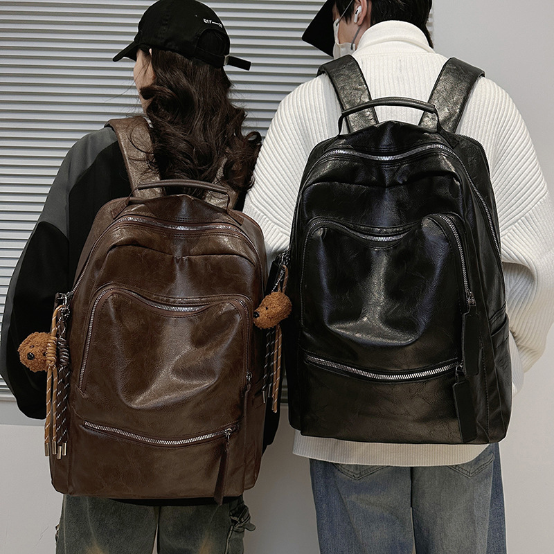 Cross-Border Retro Backpack Computer Bag Student Large-Capacity School Bag Pu Leather Korean Style Men's Business Casual Travel Bag Cross-Border Retro Backpack Computer Bag Student Large-Capacity School Bag Pu Leather Korean Style Men's Business Casual Travel Bag