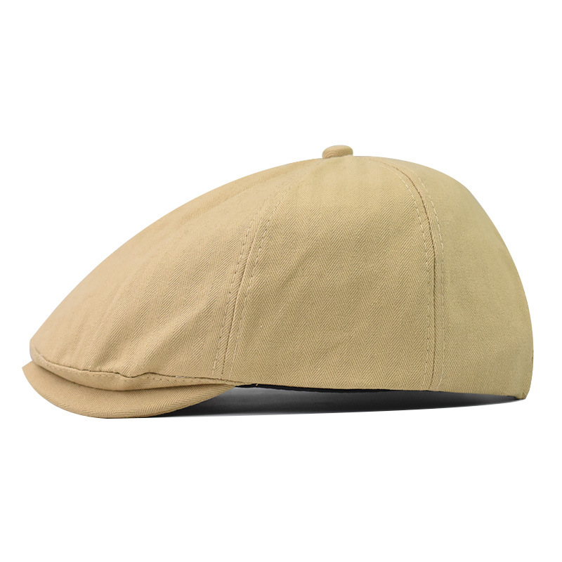 Estilo coreano transpirable Delgado octogonal sombrero hombres británico retro tablero de Luz color sólido pico lengua pintor sombrero periódico literario sombrero de los niños