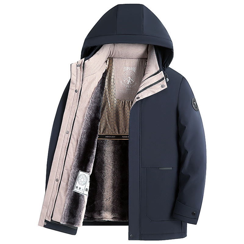 Cross-border para hombres y mujeres con pelusa más gruesa chaqueta con capuchón parker lana interior chaqueta de grafeno para papá calentamiento