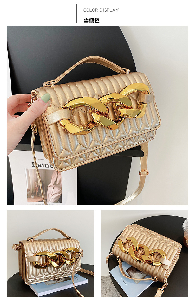 Fashion Chain Lingge Handbag 2021 Fall New Retro Simple Small Square Bag Wholesale display picture 4