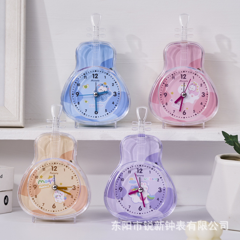 Fábrica directa de dibujos animados con luces nocturnas violín despertador para niños estudiantes reloj especial encantador silencioso red despertador