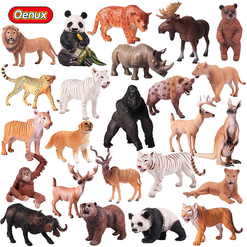 Animal Model Simulation of Wild Animals: Giraffe, Elephant, Rhinoceros, Brown Bear, Tiger, Lion, Leopard, Cow Toy