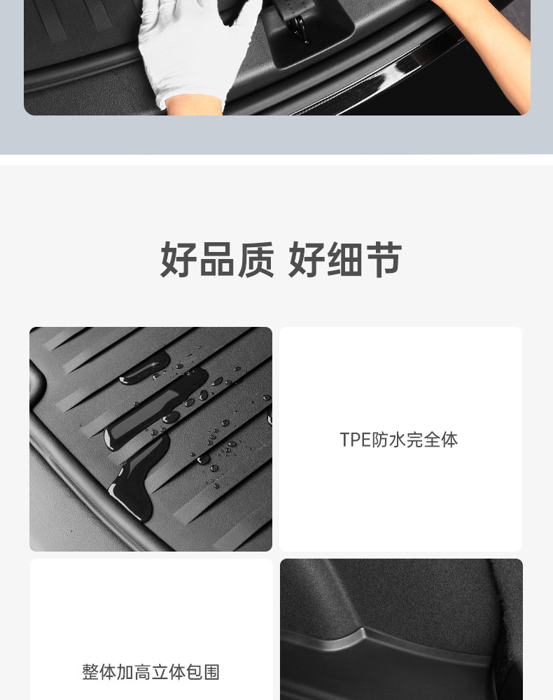 Suitable for Tesla's New Version Model Y3Yl Front and Rear Trunk Mats, Tpe Trunk Mats, Integrated Mats, Seat Back Cushions