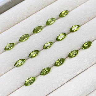Natural Peridot Loose Stone, Marquise Cut, Suitable for Rings, Inlays, Earrings, Pendants, and Jewelry; Beautiful Gemstones Directly from the Manufacturer