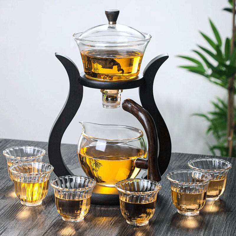 Simple Magnetic Absorbing Tea Maker Automatic Lazy Tea Set Household Glass Tea Set suit Tea Water Separating Cup Teapot Tea Set