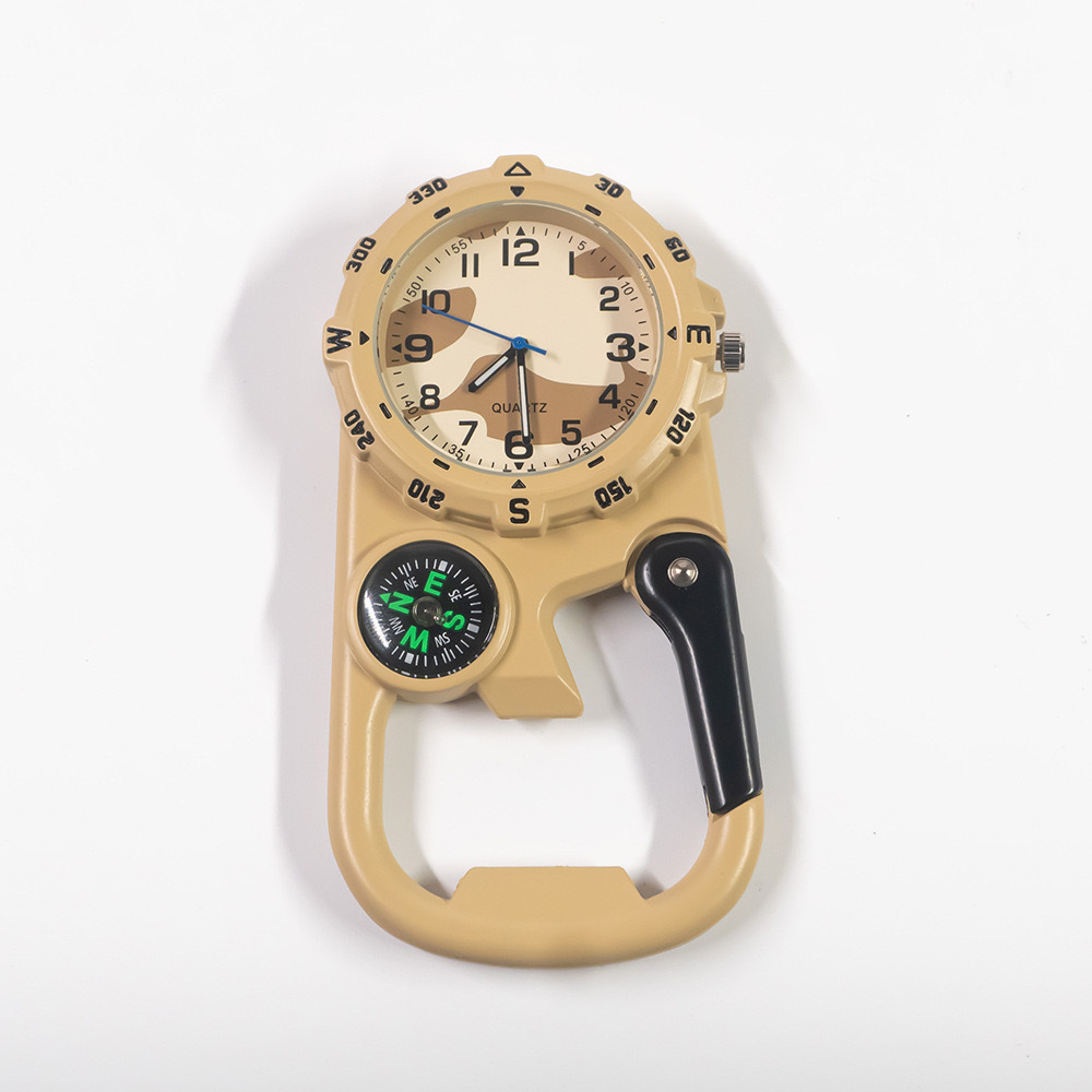 Camouflage Mountaineering Buckle Watch Pocket Watch Compass Bottle Opener Watch Metal Hanging Buckle Watch Exterior Mountaineering Watch In Stock