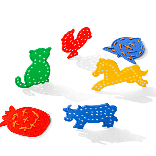Children's creative children's threading board training Montessori early education baby's hand-eye coordination and sensory integration threading toys