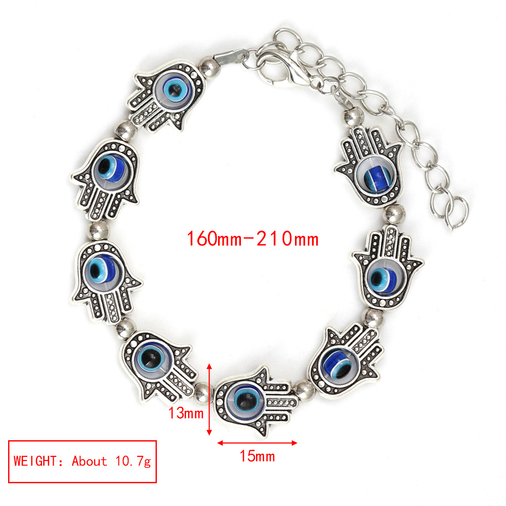 10g Weight Bracelets Classification Alloy Chain Material 1 Piece Quantity Holiday, Daily Occasion Alloy, glass Material Devil's Eye Pattern Women's Gender Patchwork Design Simple Style Style Simple Style Devil's Eye Alloy Glass Wholesale Bracelets 2