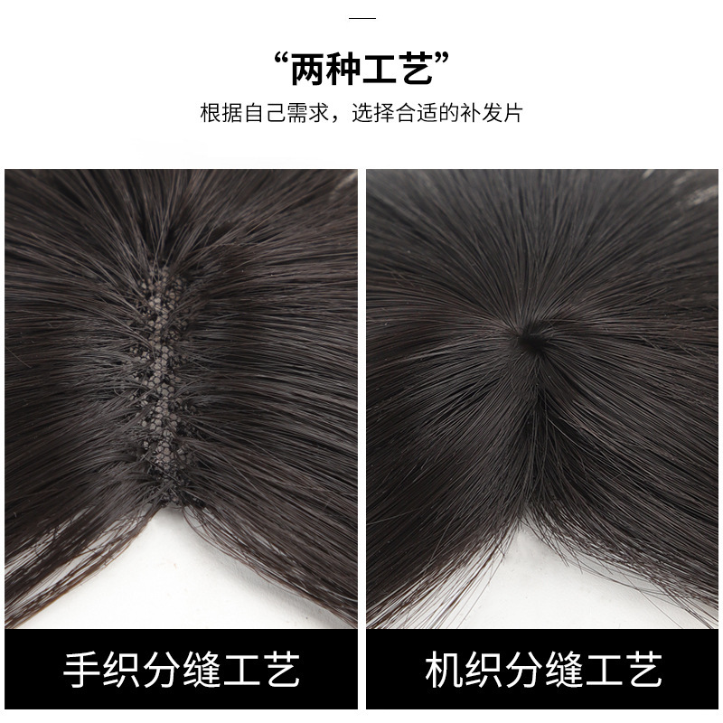 女性用ウィッグ羽根型手編みヘアピース、通気性のある手編み分け目、人工毛髪、白髪隠しヘアピース|undefined