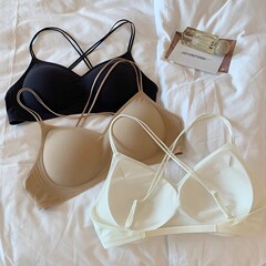 オリジナルリキッドファンデーションクールスパゲッティストラップ下着女性のための 2025 新しい夏薄いクロスバック美背中小さな胸プッシュアップブラジャー