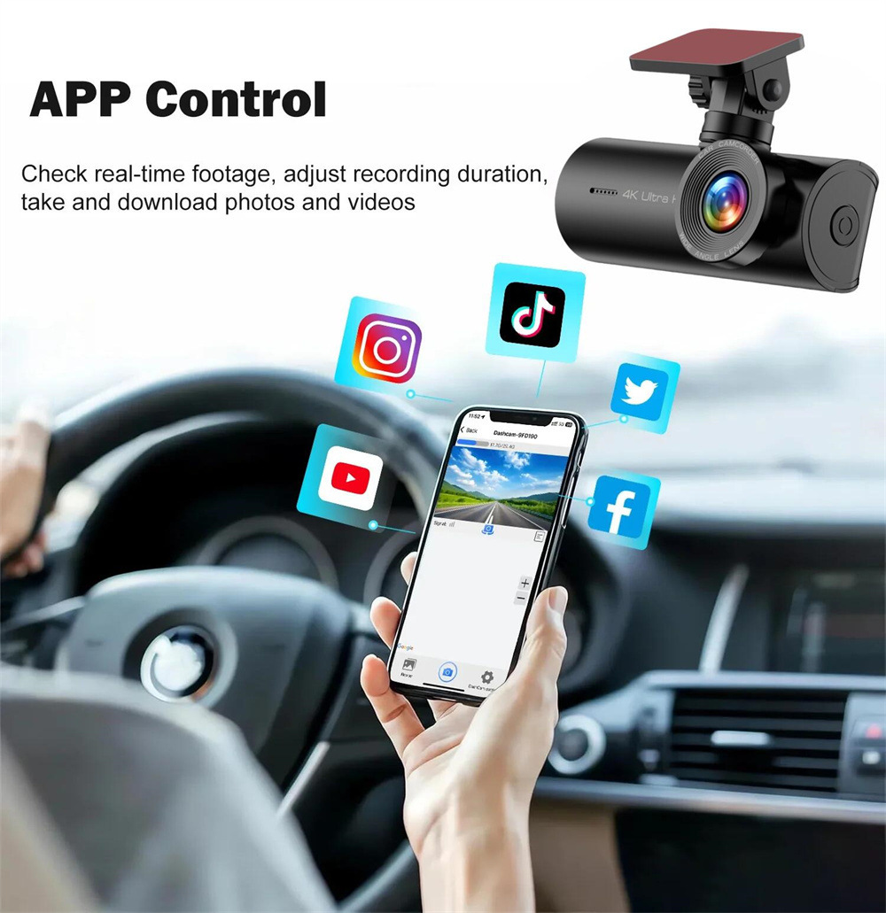 Cross-Border 4K Driving Recorder Front and Rear Dual Camera Wifi Ultra-High Definition Night Vision 24H Parking Monitoring Gps Reversing Image