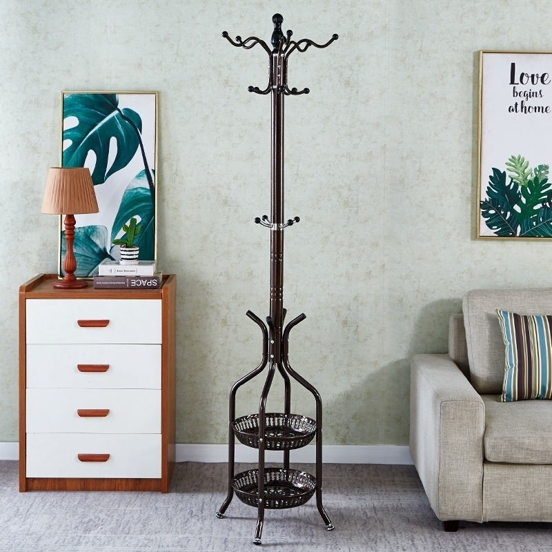 Percha de gorras de piso percha de ropa de dormitorio percha de ropa vertical moderna percha de ropa roja percha de bolsa de sala de estar doméstica