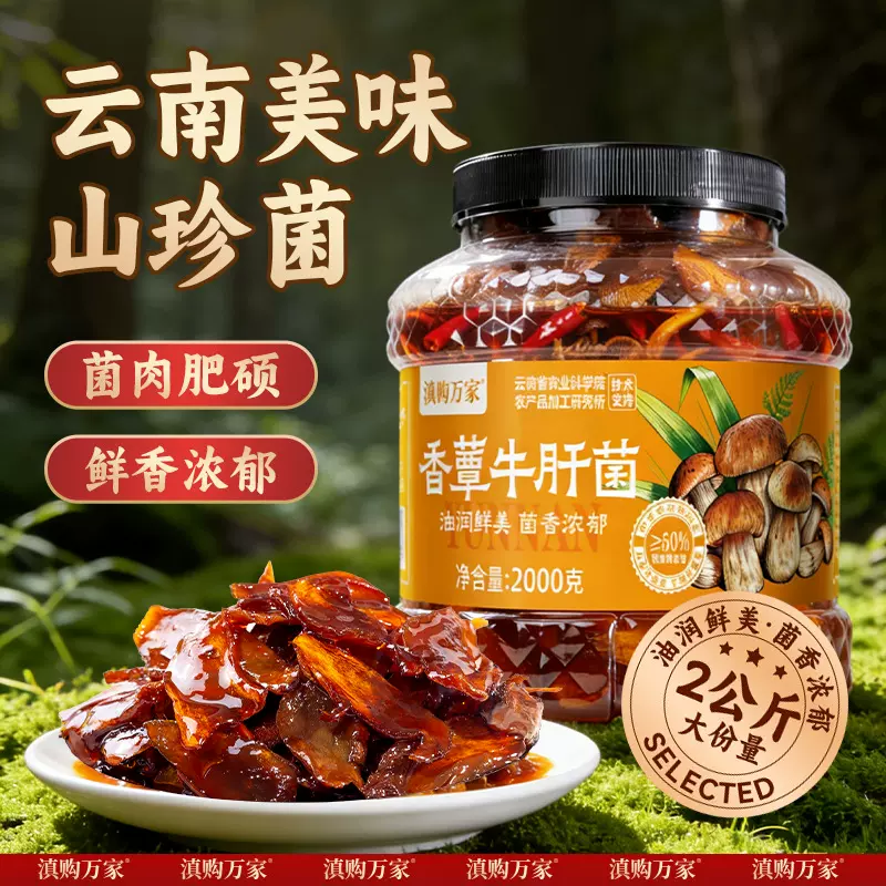 云南正宗油炸香蕈牛肝菌松茸鸡枞菌即食菌菇商用大瓶装油炸菌批发