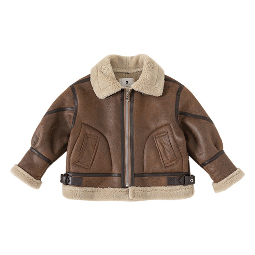 Ropa Infantil Bangxuan, Nuevo Producto de Invierno, Chaqueta Infantil Gruesa, Estilo Coreano, Cortavientos, Chaqueta de Gamuza para Niñas, Chaqueta de Motocicleta
