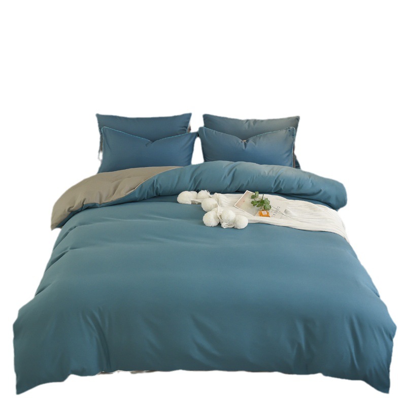 Brushed Three-piece Bedding Set Solid Colour Luxury Sheet Set_voghion.com