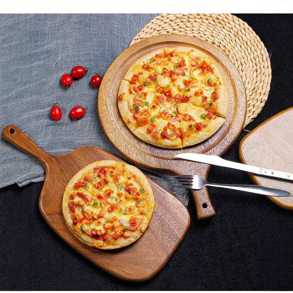 Transfronterizo japonés de madera maciza bandeja de madera sushi redondo pan casero tablero de filete tablero de pastel