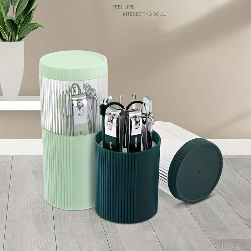 Cuchillo de pedicura de manicura portátil para el hogar, conjunto de pinzas de uñas, manga completa, caja de manga, ranura de uñas inclinada para adultos