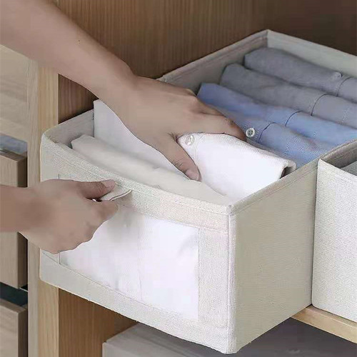 Transparent window cotton and linen pants storage box, foldable clothing storage bag, underwear, socks, and clothing storage organizer