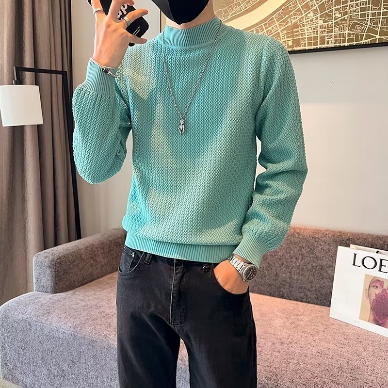 Demi-season solid color base Japanese trend knitted sweater for…
