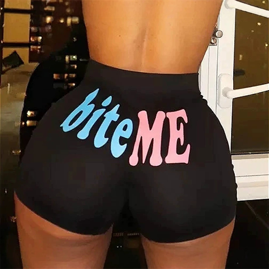 D9305 Amazon hot sale European and American women's sexy ladies tight shorts pattern printed shorts yoga pants