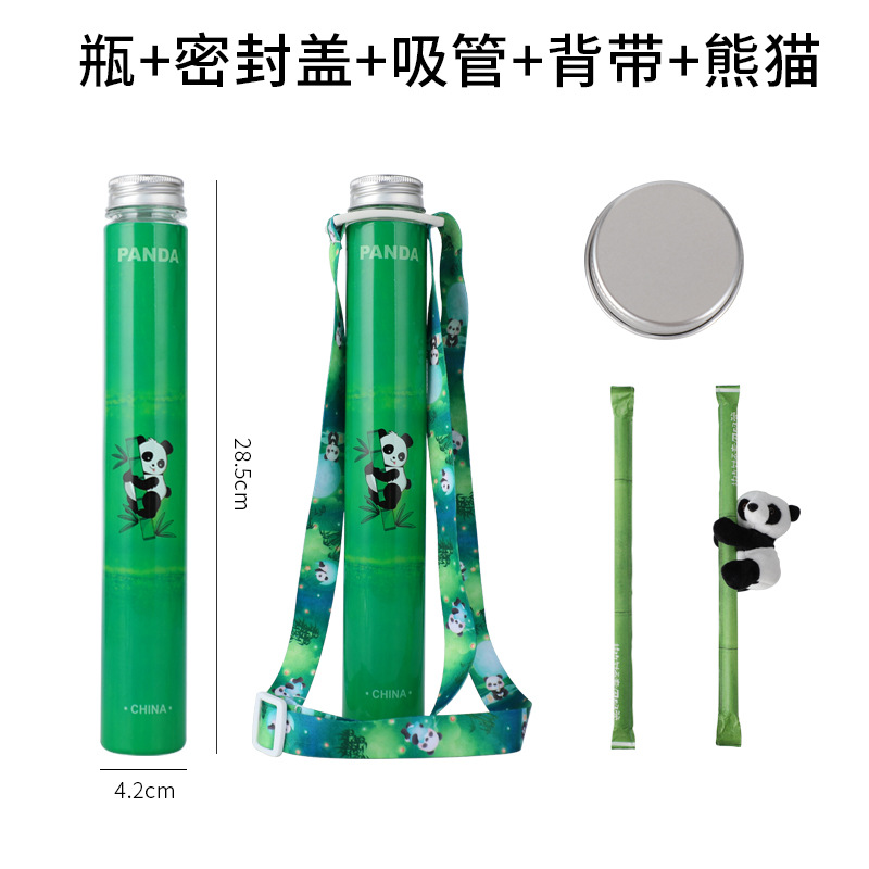 Celebridad en línea Panda sosteniendo la taza de bambú desechable de plástico delgado para mascotas taza de té de leche para llevar 400ml taza de bebida de jugo