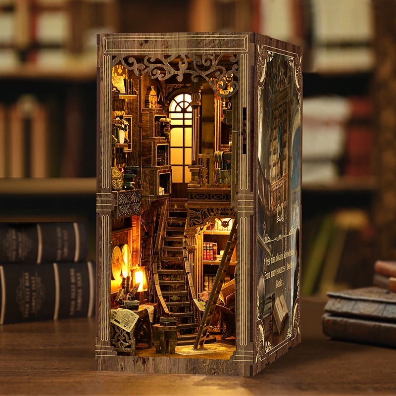 クロスボーダーブックスタンド diy 古書コレクションルーム 3d 立体組み立て建築モデル大人の減圧デスクトップ装飾品|undefined