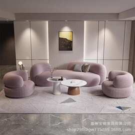 现代简约布艺沙发现代美容店服装店羊羔绒沙发极简轻奢沙发组合