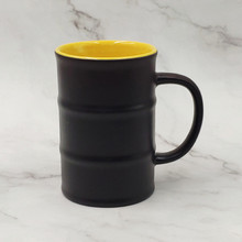 外贸变色陶瓷杯11OZ油桶形状色粙马克杯创意咖啡杯定制广告礼品