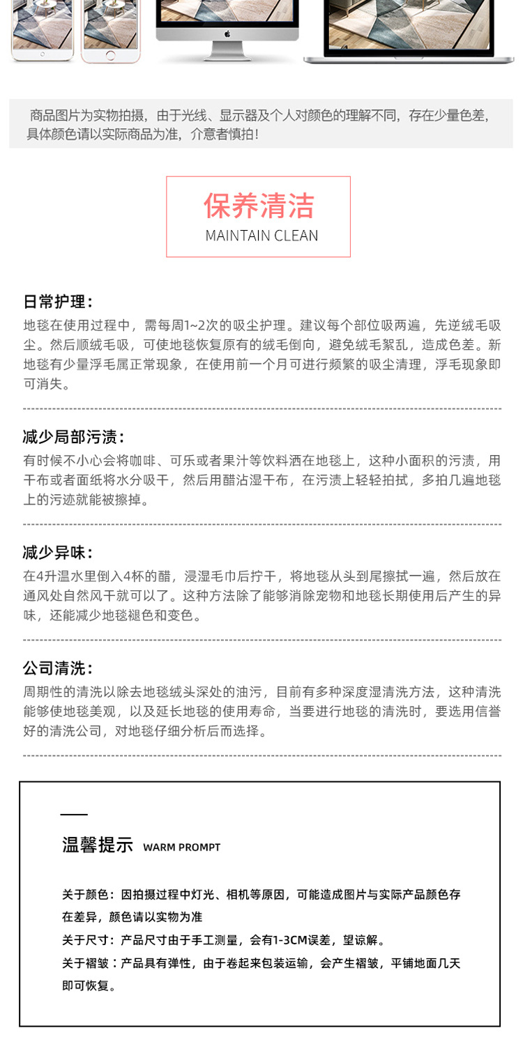 现代简约北欧地毯客厅卧室床边满铺地毯地垫北欧ins几何家用地毯详情10