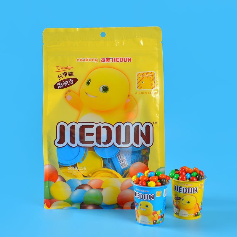 杰顿奶龙脆脆豆脆心彩虹豆牛奶巧克力豆8小罐装小零食儿童糖果