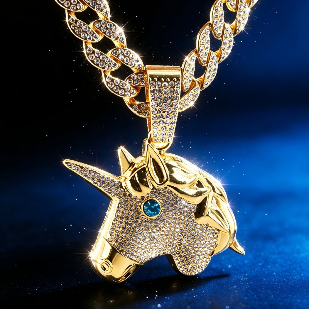Collar de unicornio de moda europea y americana, nuevo y popular, estilo hip-hop, collar de animales de moda, accesorios de collar personalizados para hombre