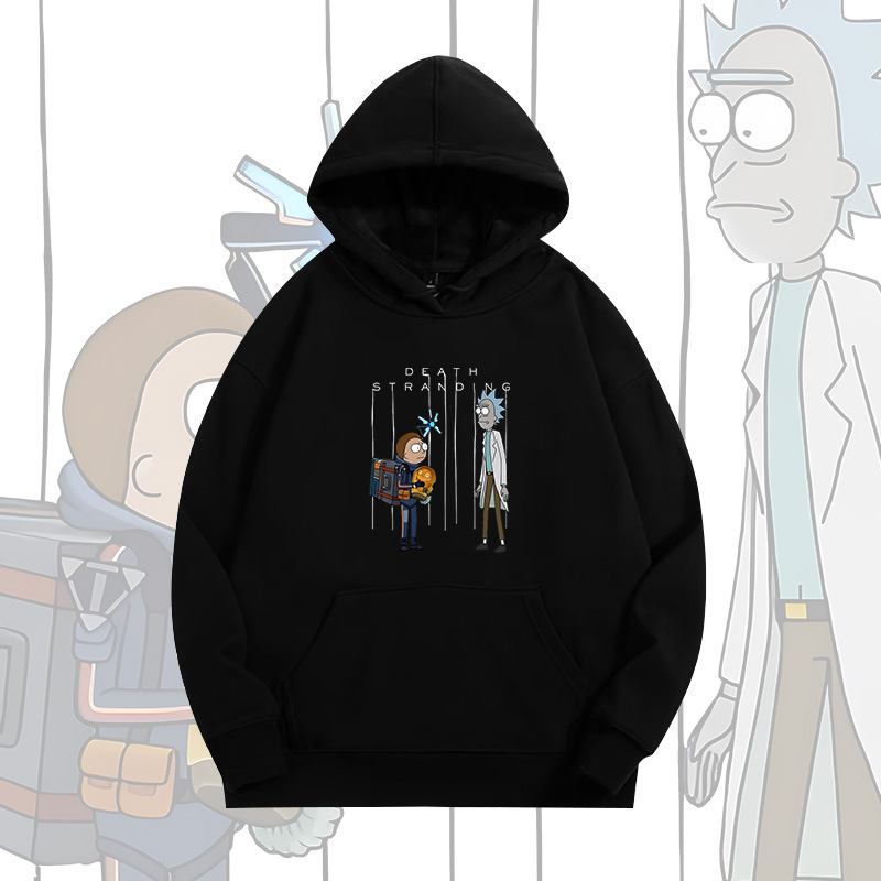 Rick and Morty Death Stranding co-branded hooded sweatshirt for men and women, autumn youth trendy loose-fitting drop-shoulder long-sleeve jacket Rick and Morty Death Stranding co-branded hooded sweatshirt for men and women, autumn youth trendy loose-fitting drop-shoulder long-sleeve jacket