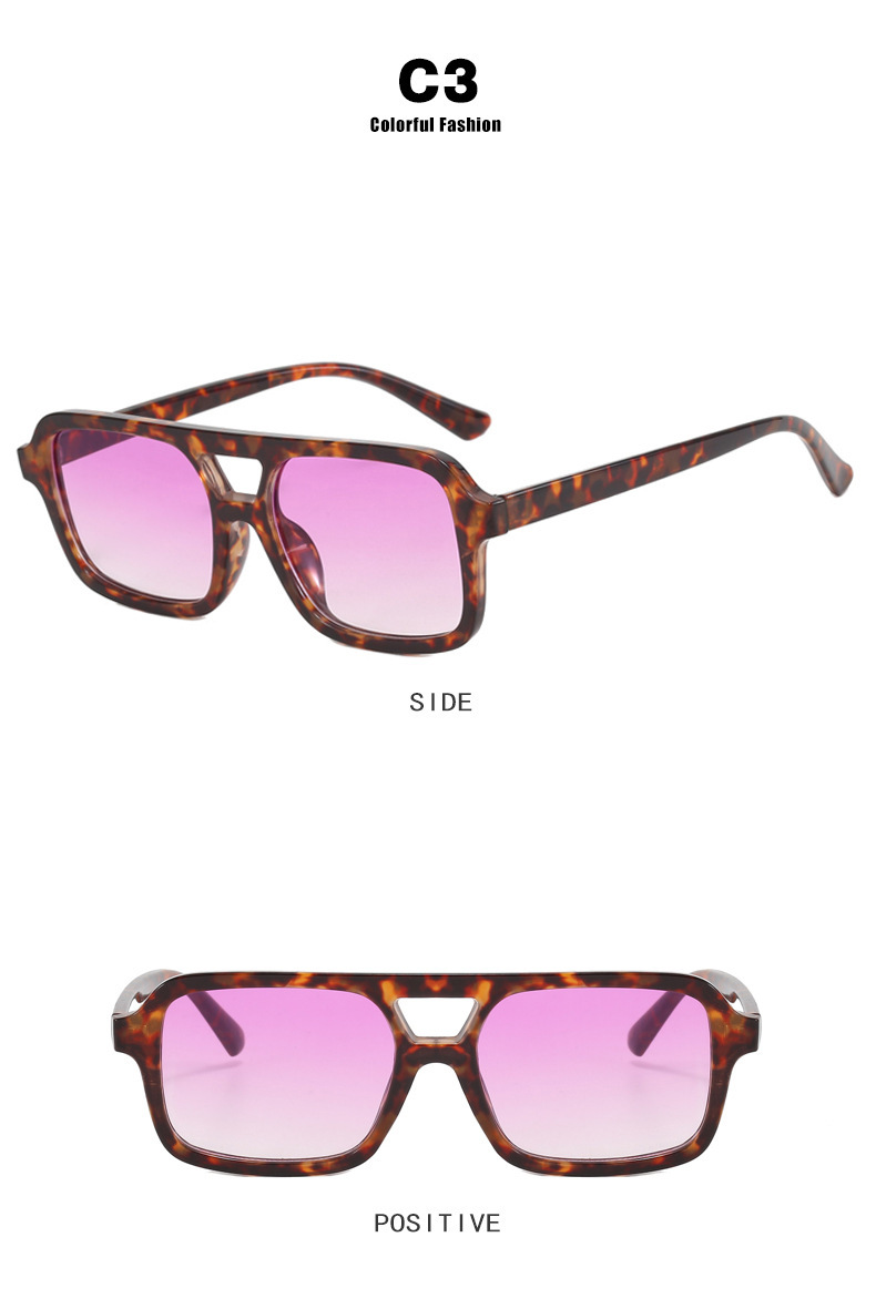 Women's Retro Sunglasses Double Beam Small Frame Fashion Glasses_voghion.com