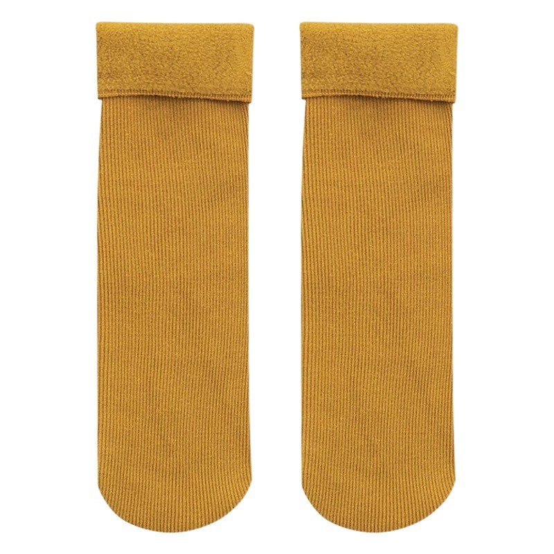 Носки Zhuji, теплые носки для Луны на флисовой подкладке, утепленные носки для женщин, однотонные Утепленные зимние носки на флисовой подкладке, кашемировые носки