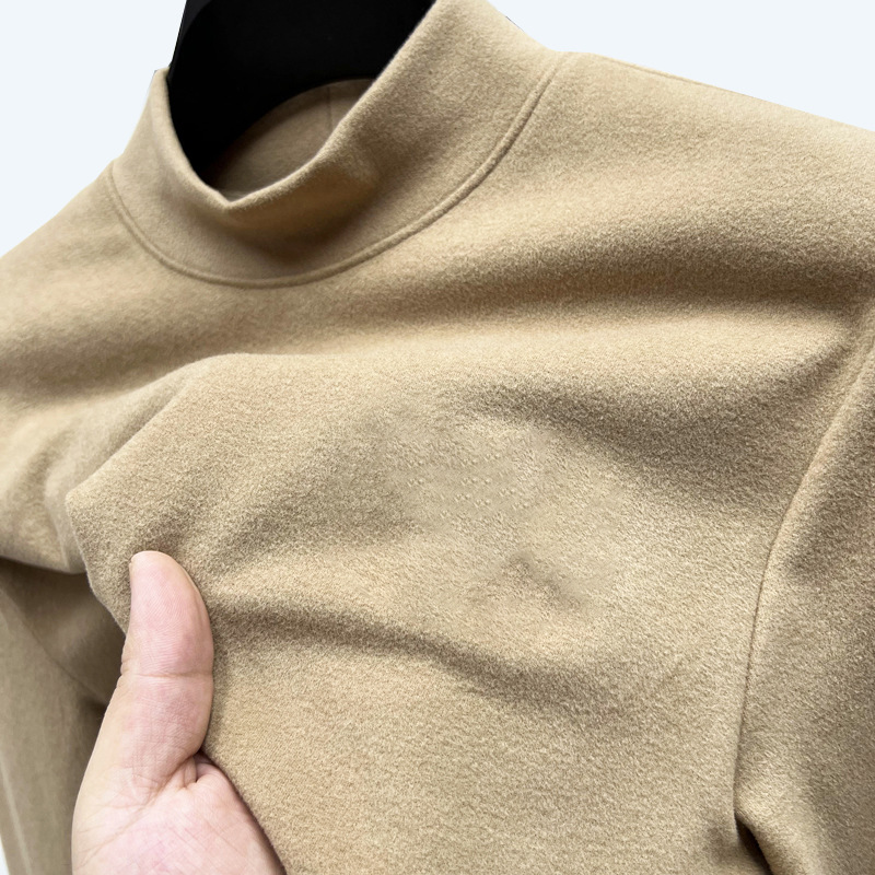 De terciopelo de media cuello alto de manga larga Camiseta de los hombres de Primavera y Otoño 2023 nuevo suéter interior impreso Top bottoming camisa de los hombres