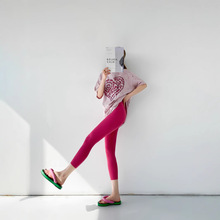 735夏季新款七分打底裤运动跑步健身裤高弹力透气瑜伽裤小个子裤