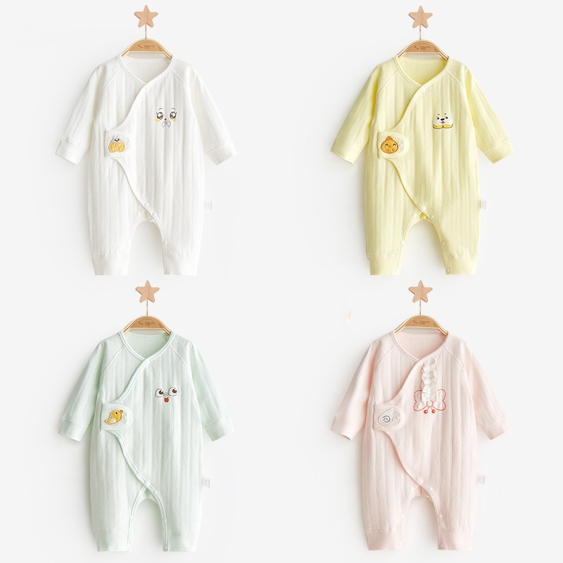 Ropa de bebé recién nacido para primavera, otoño y principios de invierno, 100% algodón puro, pelele estilo kimono de capa base fina para bebés de 3 meses, mono para recién nacido.